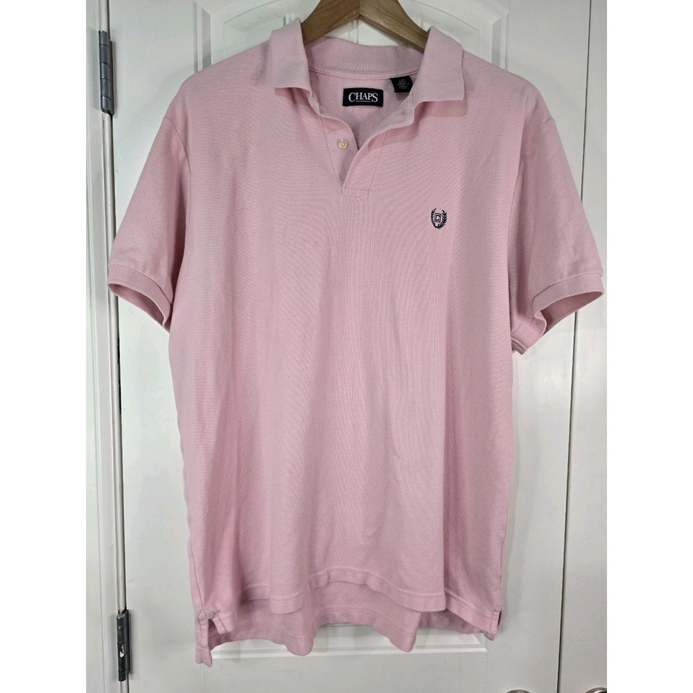 Chaps Mens Pink Short Sleeve Cotton Pique Polo Shirt Large RN41381